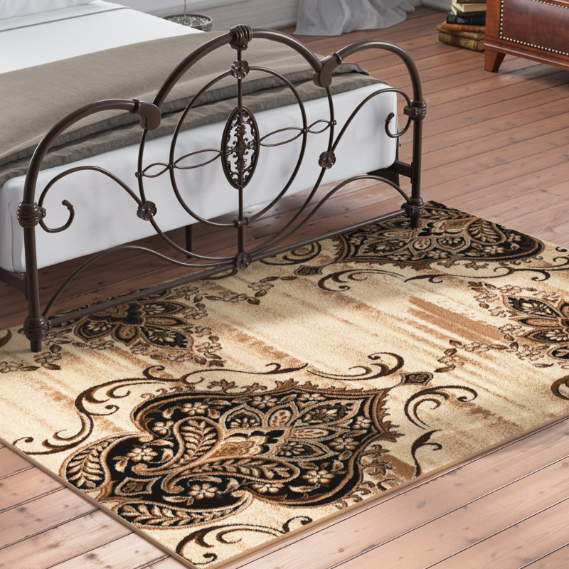 Fleur De Lis Living Janis Dark Brown/Cream/Tan/Caramel Brown Area Rug
